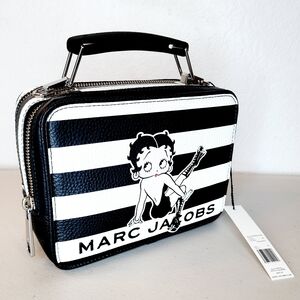 Marc Jacobs Crossbody Camera style/Lunch Box Style Black & White Stripe